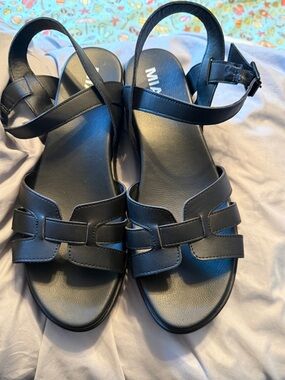 MIA Black Strappy Buckle Sandals